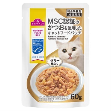 MSC認証のかつおを使用したキャットフードパウチ 60g   トップバリュ