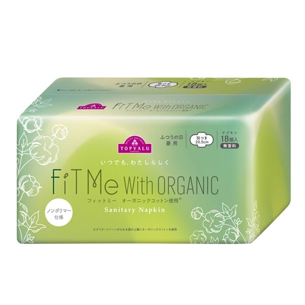 フィットミー 生理用ナプキン オーガニック FiT Me  トップバリュ(昼用18個)