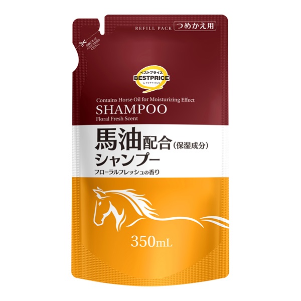 馬油配合 保湿成分 シャンプー フローラルフレッシュの香り つめかえ用 350ml    トップバリュベストプライス(350ml)