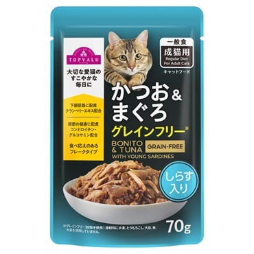 キャットフード かつお＆まぐろ パウチ トップバリュ(かつお＆まぐろ、しらす入り 70g)