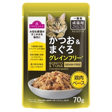 キャットフード かつお＆まぐろ パウチ トップバリュ(かつお＆まぐろ鶏肉ベース 70g)