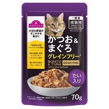 キャットフード かつお＆まぐろ パウチ トップバリュ(かつお＆まぐろたい入り 70g)