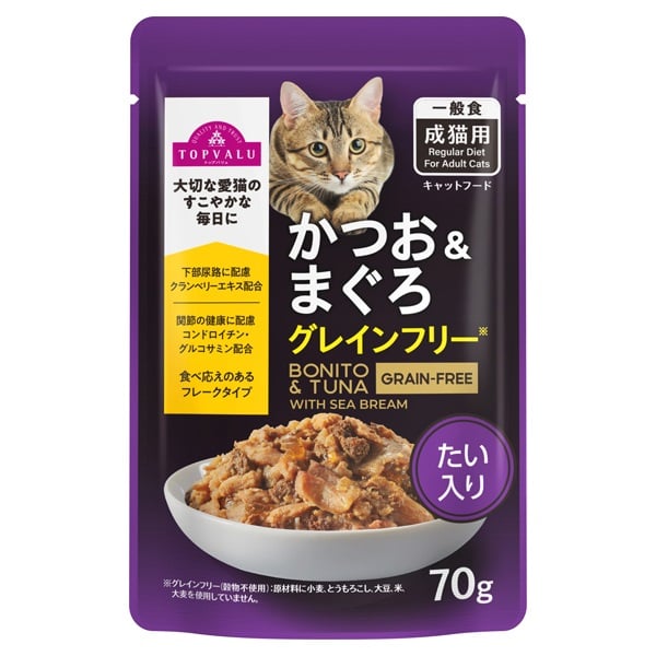 キャットフード かつお＆まぐろ パウチ トップバリュ(かつお＆まぐろたい入り 70g)