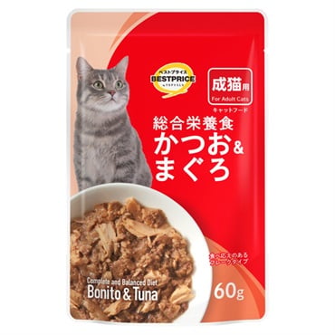 キャットフード かつお＆まぐろ パウチ トップバリュ(かつお＆まぐろ 60g)