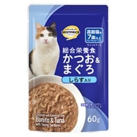 キャットフード かつお＆まぐろ パウチ トップバリュ(かつお＆まぐろ、しらす入り高齢猫用 60g)