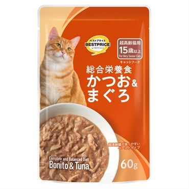 キャットフード かつお＆まぐろ パウチ トップバリュ(かつお＆まぐろ超高齢猫用 60g)