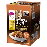 キャットフード かつお＆まぐろ パウチ ボール販売 トップバリュ(かつお＆まぐろ おかか入り  70gX8個)