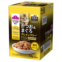 キャットフード かつお＆まぐろ パウチ ボール販売 トップバリュ(かつお＆まぐろ 鶏肉ベース 70gX8個)