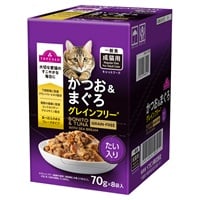 キャットフード かつお＆まぐろ パウチ ボール販売 トップバリュ(かつお＆まぐろ たい入り 70gX8個)
