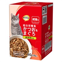 キャットフード かつお＆まぐろ パウチ ボール販売 トップバリュ(かつお＆まぐろ おかか入り 60gX8個)