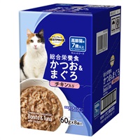 キャットフード かつお＆まぐろ パウチ ボール販売 トップバリュ(かつお＆まぐろ チキン高齢猫用 60gX8個)