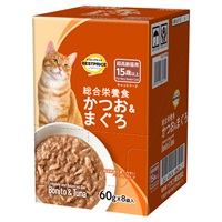 キャットフード かつお＆まぐろ パウチ ボール販売 トップバリュ(かつお＆まぐろ 超高齢猫用  60gX8個)
