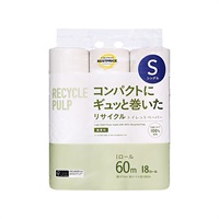コンパクトにギュっと巻いたリサイクルトイレットペーパー 18ロール    トップバリュベストプライス(シングル60m)