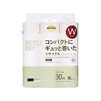 コンパクトにギュっと巻いたリサイクルトイレットペーパー 18ロール    トップバリュベストプライス(ダブル30m)