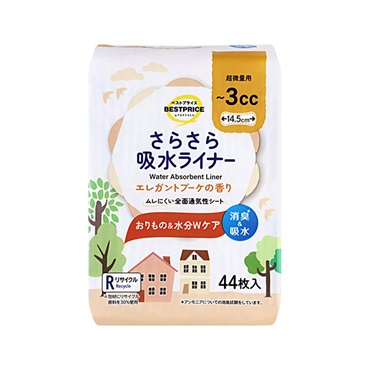 さらさら吸水ライナー 3cc 超微量用 エレガントブーケの香り 44枚 トップバリュ ベストプライス(TOPVALU BESTPRICE）
