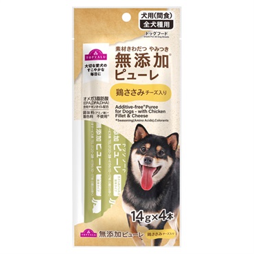 無添加ピューレ 犬用 間食 全犬種用 ドッグフード 14g×4本 TOPVALU イオントップバリュ(鶏ささみチーズ入り)