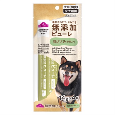 無添加ピューレ 犬用 間食 全犬種用 ドッグフード 14g×4本 TOPVALU イオントップバリュ(鶏ささみ野菜入り)
