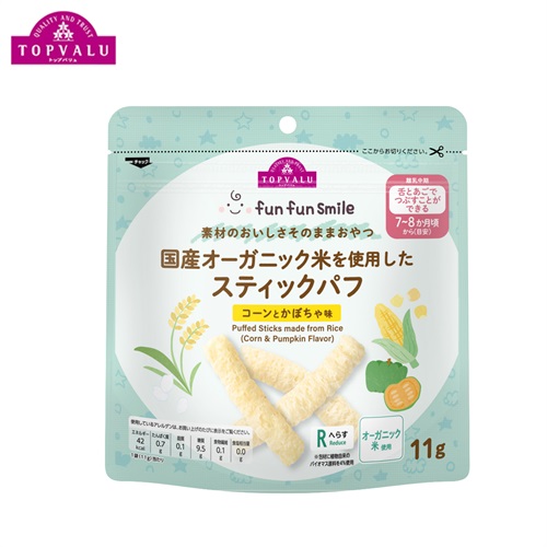 fun fun smile スティックパフ コーンとかぼちゃ味 7ヶ月頃～ おやつ ベビー トップバリュ