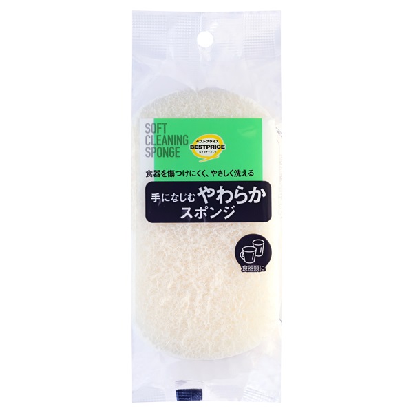 手になじむ やわらか スポンジ 片面不織布タイプ 1個    トップバリュベストプライス(4549741141505)