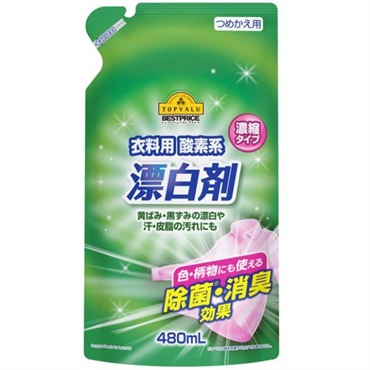 衣料用 酸素系液体漂白剤 濃縮タイプ つめかえ 480ml トップバリュ ベストプライス TOPVALU BESTPRICE イオントップバリュ