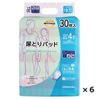 気になる尿と便のニオイをキャッチ 尿とりパッド 4回分吸収 ケース 30枚×6個    トップバリュベストプライス(３０枚×６個)