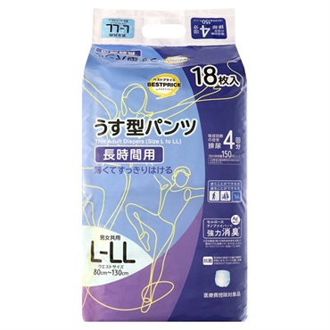 うす型パンツ 長時間用 L‐LLサイズ 18枚 トップバリュベストプライス