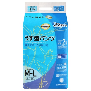うす型パンツ M‐Lサイズ 22枚 トップバリュベストプライス