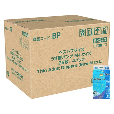 うす型パンツ M‐Lサイズ 22枚 トップバリュベストプライス(22枚×4個)