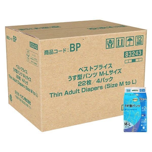 うす型パンツ M‐Lサイズ 22枚 トップバリュベストプライス(22枚×4個)