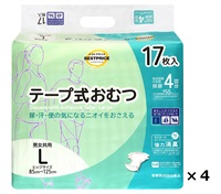 テープ式おむつ L ケース販売 17枚入×4個    トップバリュベストプライス(１７枚×４個)