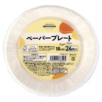 ペーパープレート 18cm 24枚    トップバリュベストプライス(24枚入)