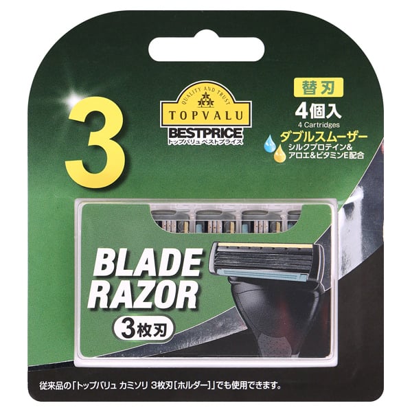 メンズカミソリ 3枚刃   トップバリュベストプライス(3枚刃 替刃 4個)