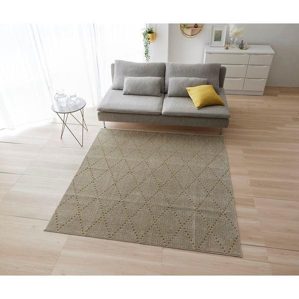 スミノエ　ポント　ラグ　カーペット　洗える　国産　アレルブロック　デザインラグ(ベージュ-130×185cm)