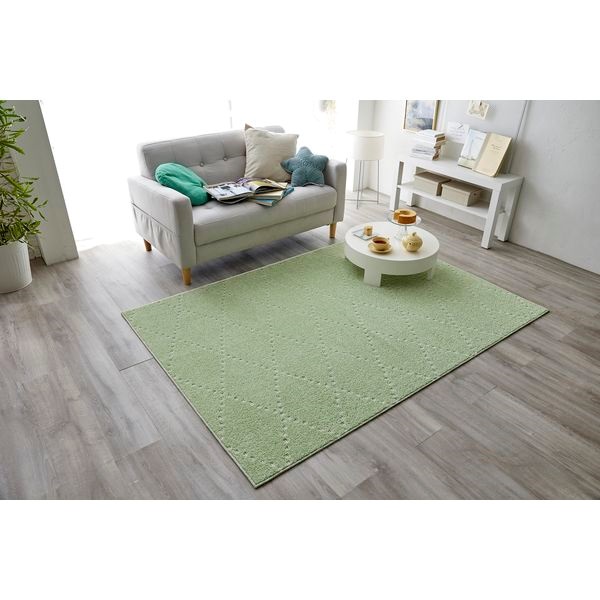 スミノエ　ポント　ラグ　カーペット　洗える　国産　アレルブロック　デザインラグ(グリーン-185×185cm)