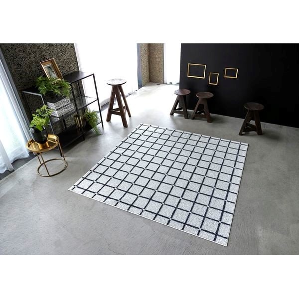 スミノエ　オセロ　ラグ　カーペット　洗える　国産　アレルブロック　デザインラグ(ホワイト-185×185cm)