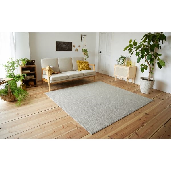 スミノエ　ロングウッド　ラグ　カーペット　洗える　国産　カルル　無地(アイボリー-185×240cm)