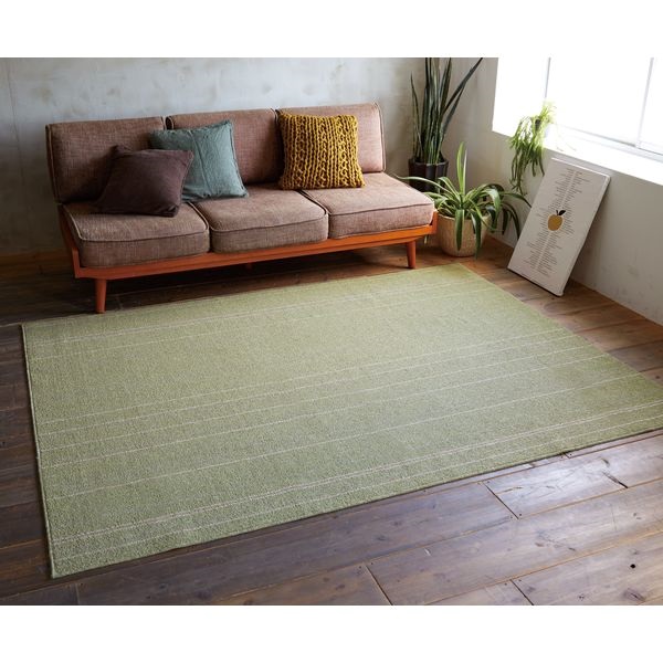 スミノエ　ワイヤーライン　ラグ　カーペット　洗える　国産　カルル　ダイニング(グリーン-220×250cm)