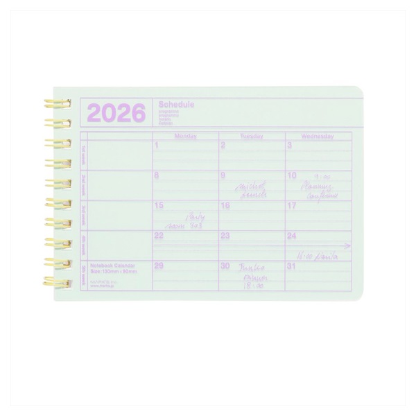 2026年1月始まり】 ノートブックカレンダー XS マンスリーブロック