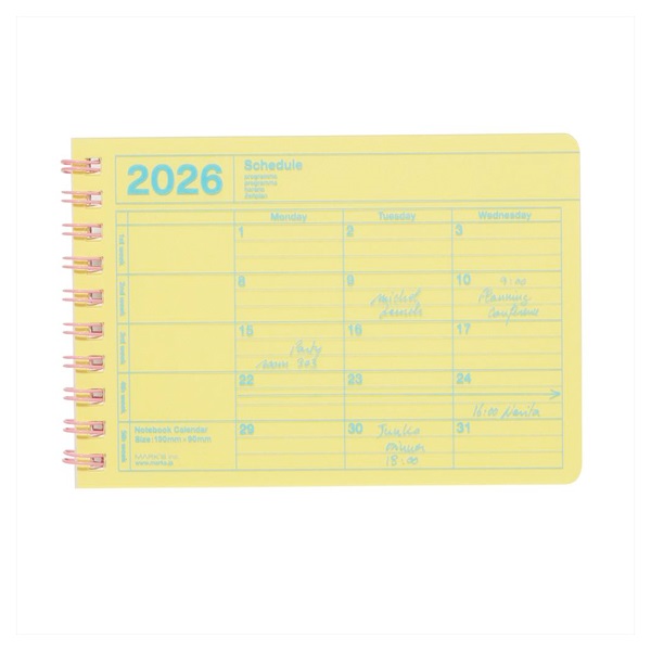 2026年1月始まり】 ノートブックカレンダー XS マンスリーブロック