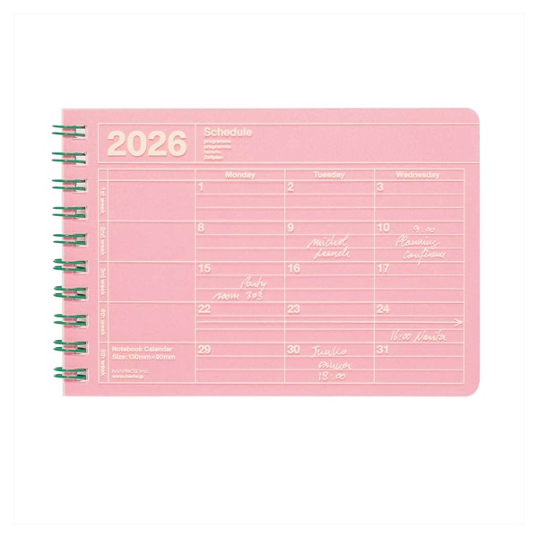 2026年1月始まり】 ノートブックカレンダー XS マンスリーブロック