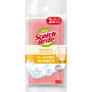 スコッチブライト 泡立ちゆたか ソフトスポンジ ピンク WS‐77KP 2PM 2個入 スコッチ・ブライト Scotch‐Brite スリーエム ジャパン