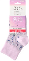 はくらく 履口のびーる設計綿滑止 くつ下 21cmｰ25cm 岡本(小花12cmクルー (ペイルライラック))
