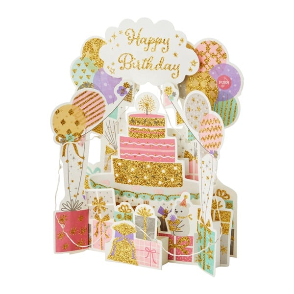 サンリオ 誕生日祝いカード ライト＆メロディー 風船とプレゼント(982369)