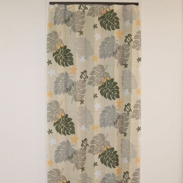 間仕切りプリントレース(モンステラ（ベージュ）-100×250cm 1枚入)
