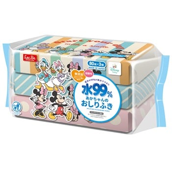 Lec.Be 水99％ 赤ちゃんのおしりふき 80枚×3個入 ミッキー＆フレンズ(4560319052917)