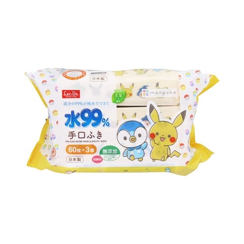 Lec.Be モンポケ 手口ふき 水99％ 60枚×3個入