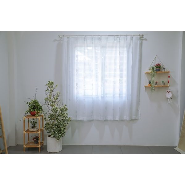 刺繍ボイルレースカーテン　エンブフラワー(グリーン-200×176cm　1枚入)