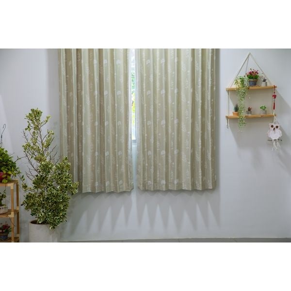 遮光・断熱厚地カーテン　フラワーラッカー(ベージュ-100×178cm　2枚入)