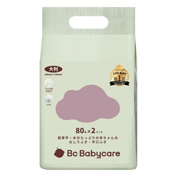 Bc Babycare 超厚手 水分たっぷりのおしりふき・手口ふき 80枚×2パック ベビー(4570201880245)