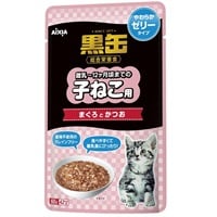 黒缶 パウチ 子ねこ用 まぐろとかつお ゼリータイプ 60g 黒缶